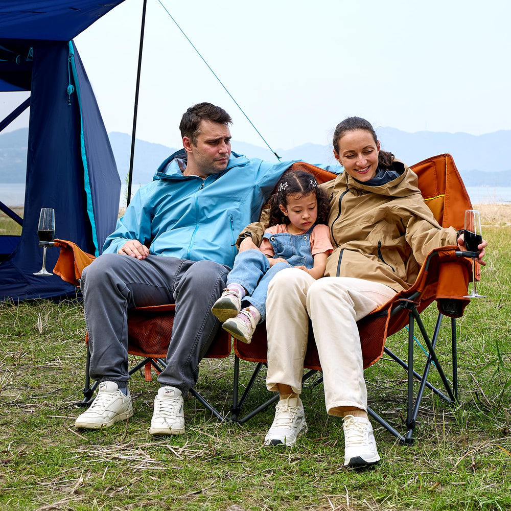 Timber Ridge Double Camping Chair back view highlights high-back comfort