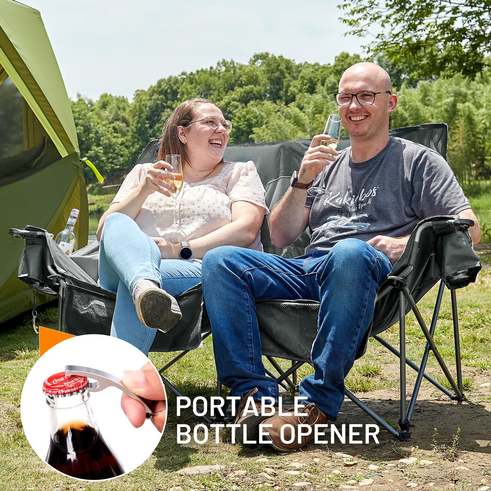 Timber Ridge Double Camping Chair sturdy frame indicating outdoor stability