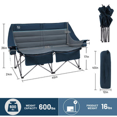 Timber Ridge Double Chair high-back design for extended comfort on long sits.