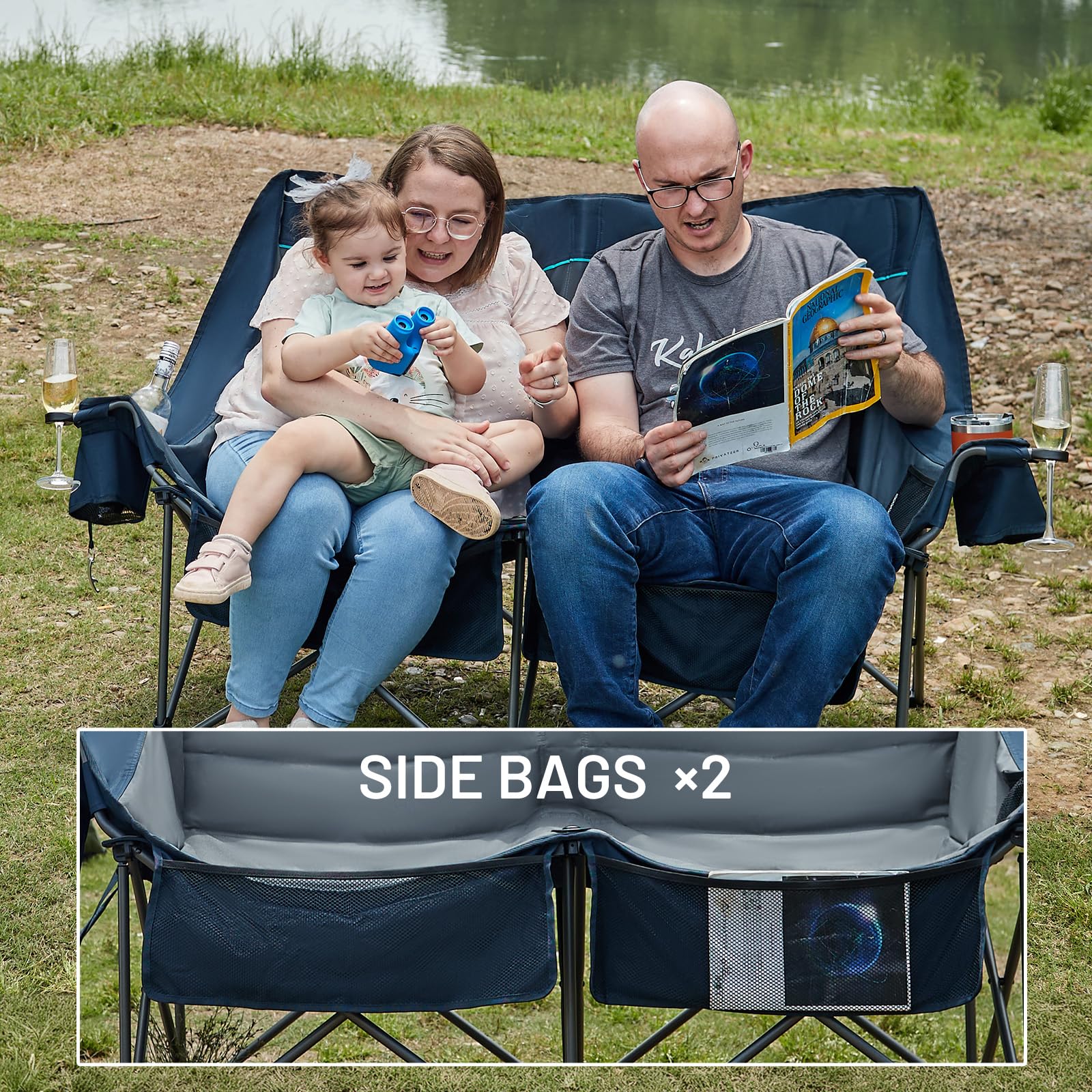 Timber Ridge Double Chair padded cushions emphasize plush comfort during use.
