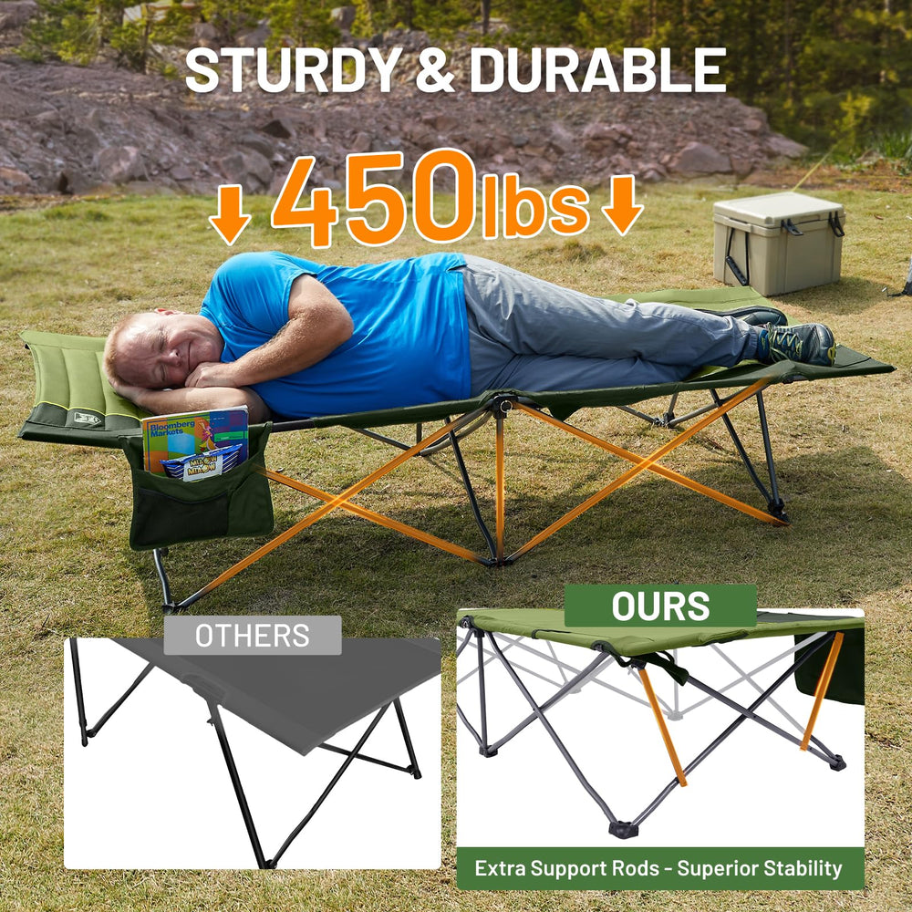 TIMBER RIDGE easy setup camping cot demonstrates quick deployment