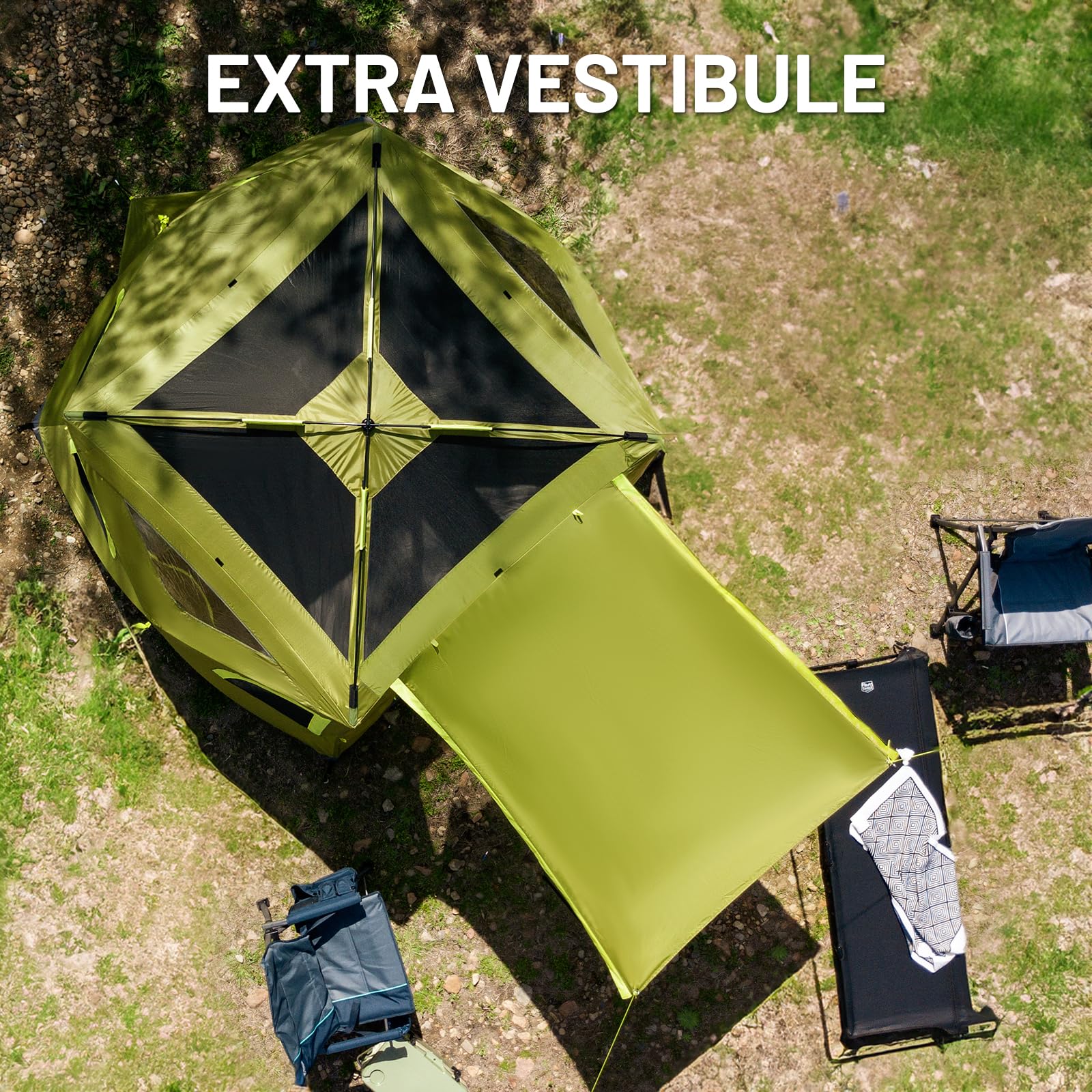 Timber Ridge extra vestibule provides organized storage for gear during trips.