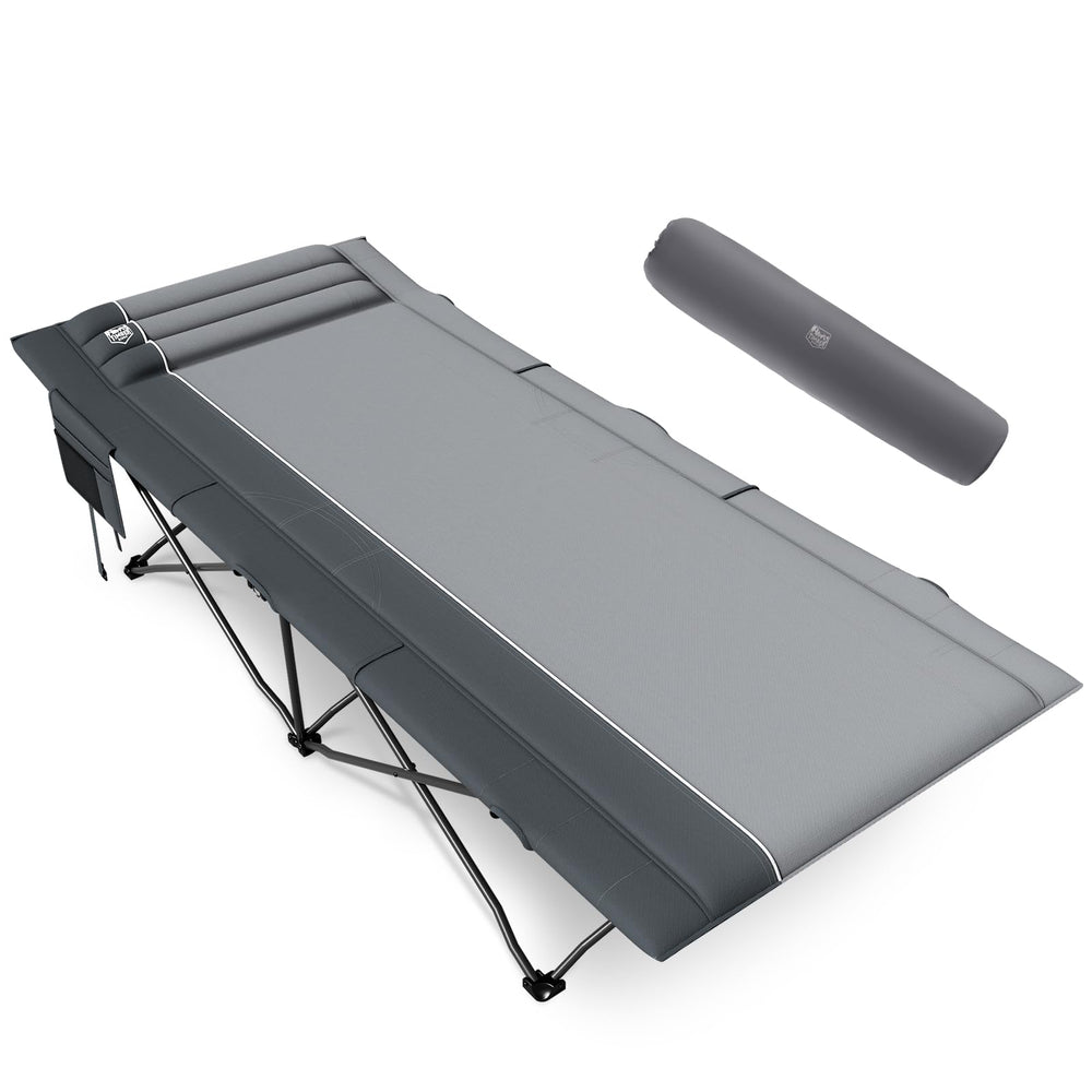Timber Ridge extra-wide camping cot folded for easy storage.