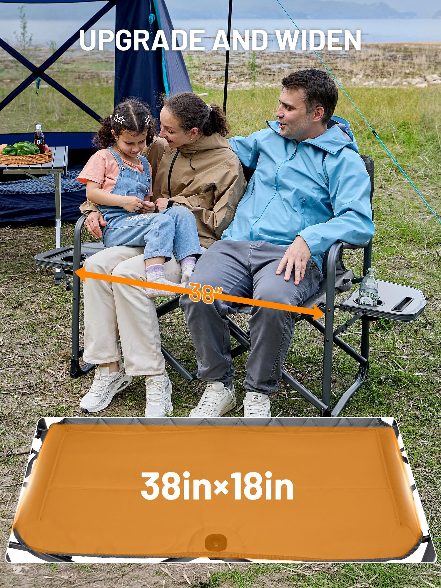 Timber Ridge folded portable camping chair compact profile for easy transport.