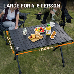 TIMBER RIDGE folding table roll-up top for easy transport.