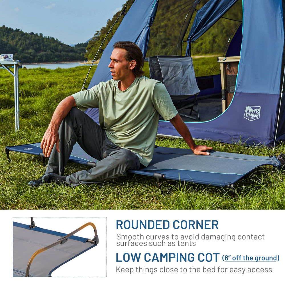 Timber Ridge cot sits 6 inches off the ground for easy access