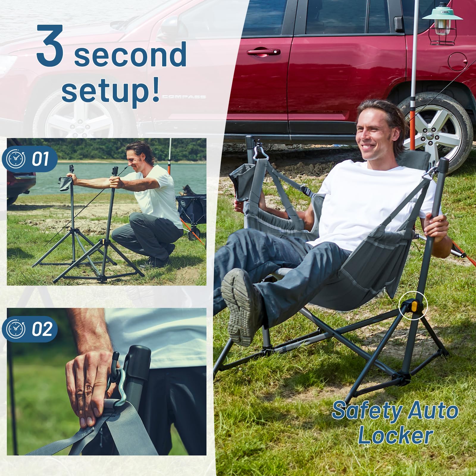 TIMBER RIDGE hammock chair adjustable-backrest lets you find the perfect angle.
