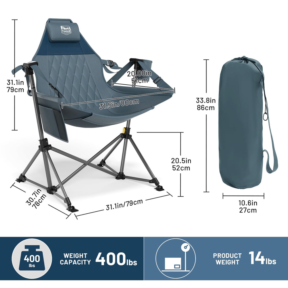 TIMBER RIDGE Hammock Chair blue fabric evokes calm outdoor vibes for relaxed lounging