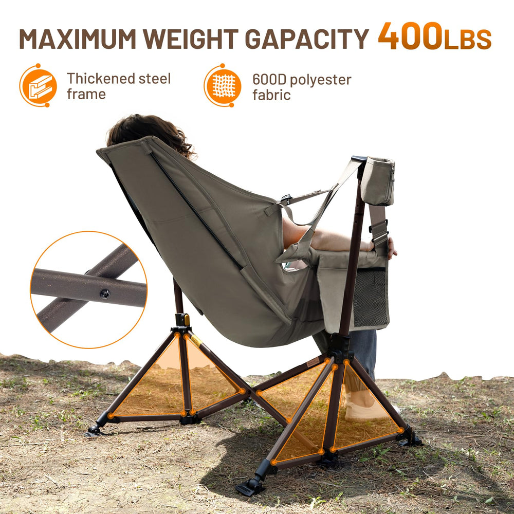 TIMBER RIDGE hammock chair cup-holder and pocket keep essentials within reach.