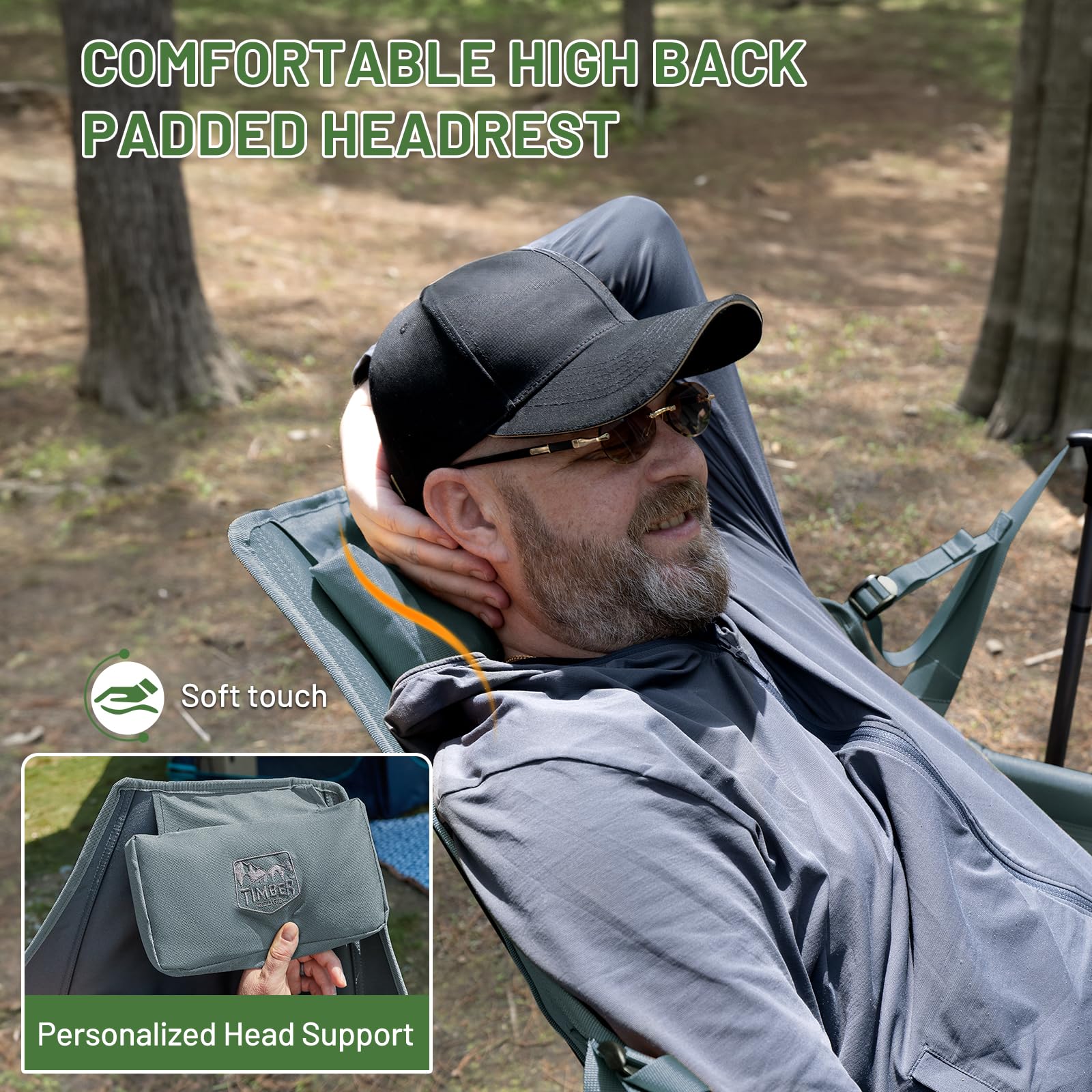 TIMBER RIDGE hammock chair includes cup holder and side pocket for handy essentials.