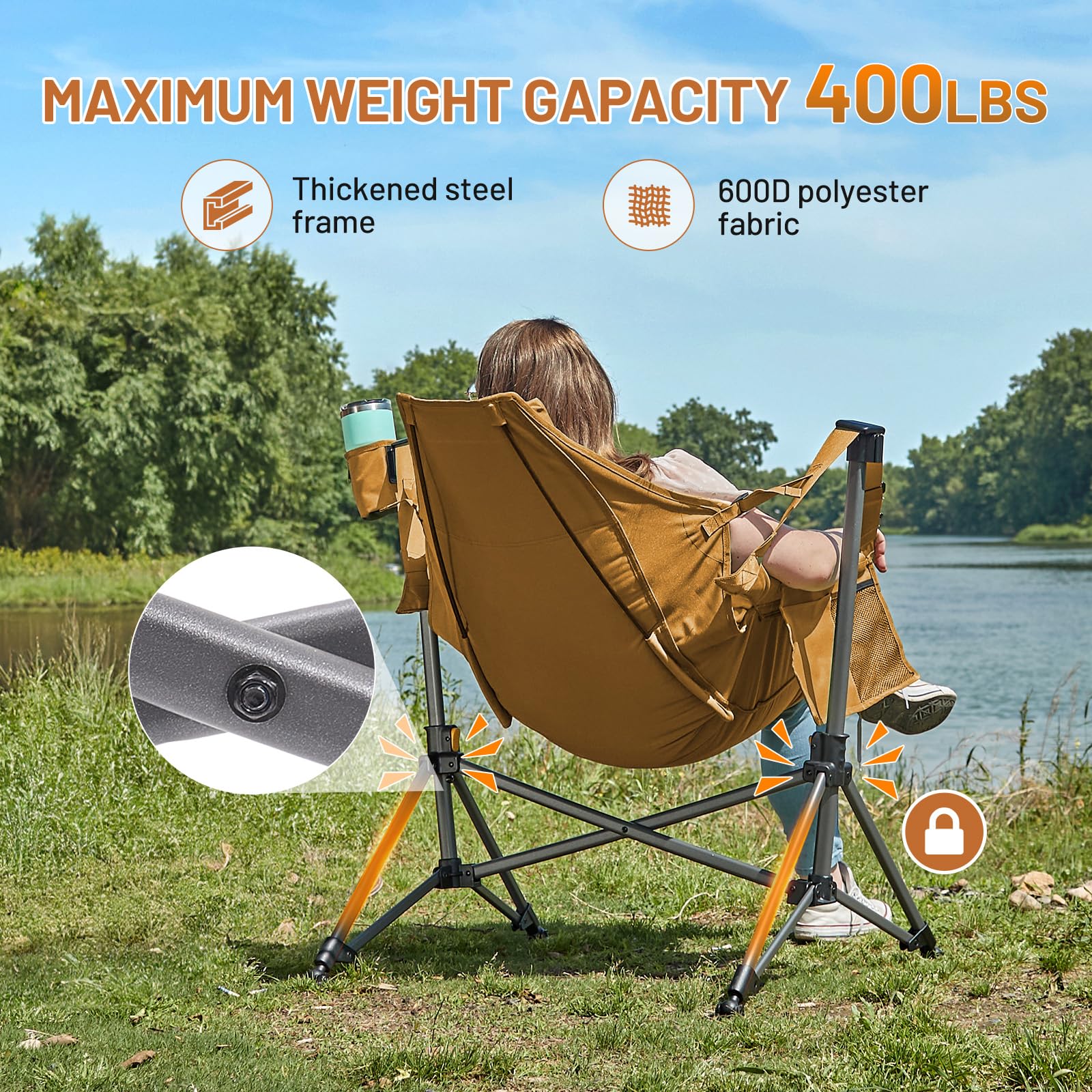 TIMBER RIDGE hammock chair cup holder and side pocket for essentials