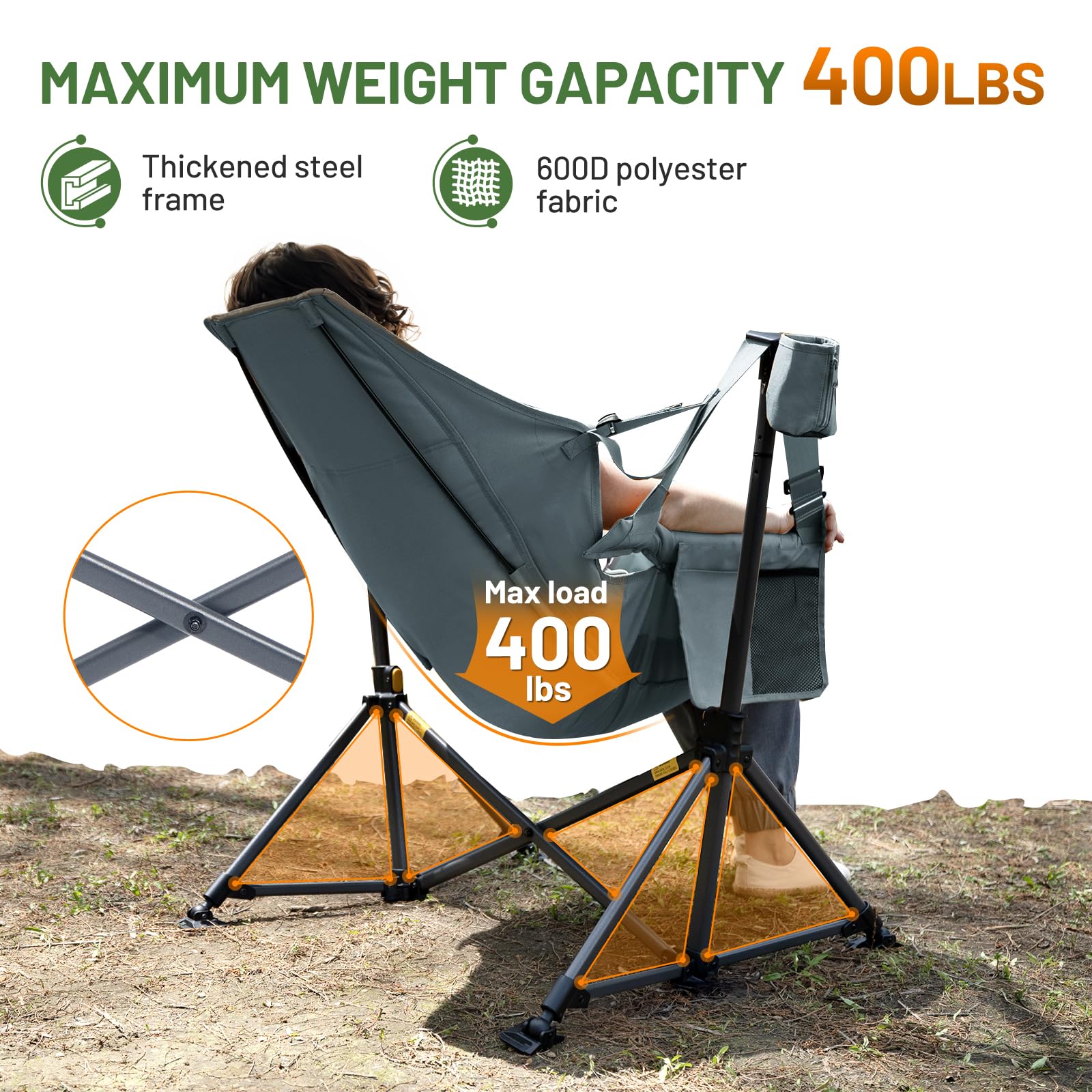 TIMBER RIDGE hammock chair 20.5-inch ground clearance provides comfortable legroom.