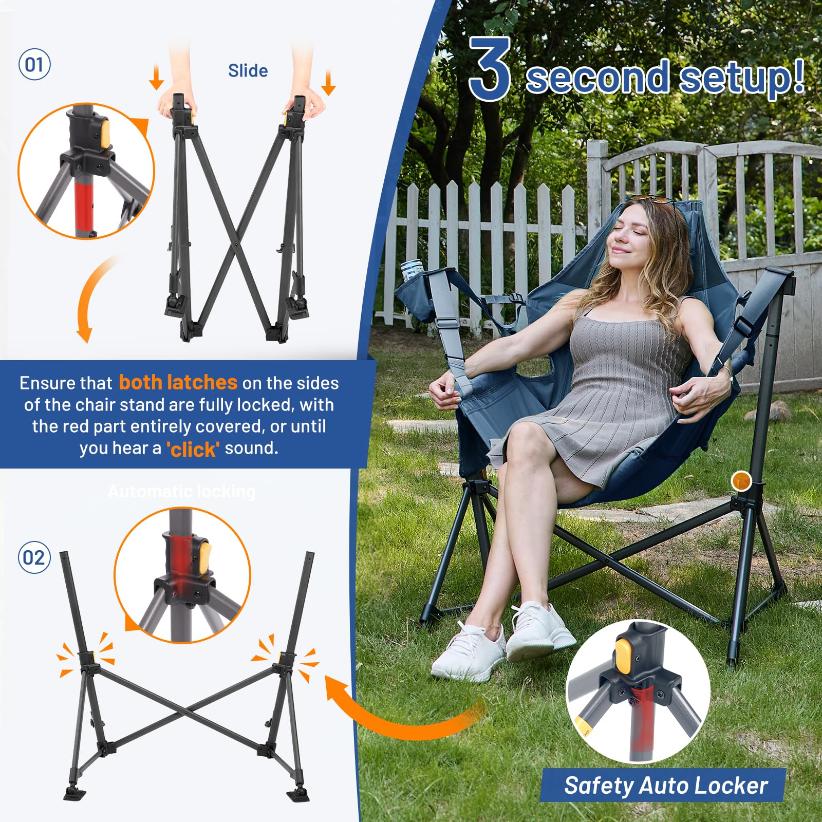 TIMBER RIDGE Hammock Chair non-slip pads ensure stable seating on any surface
