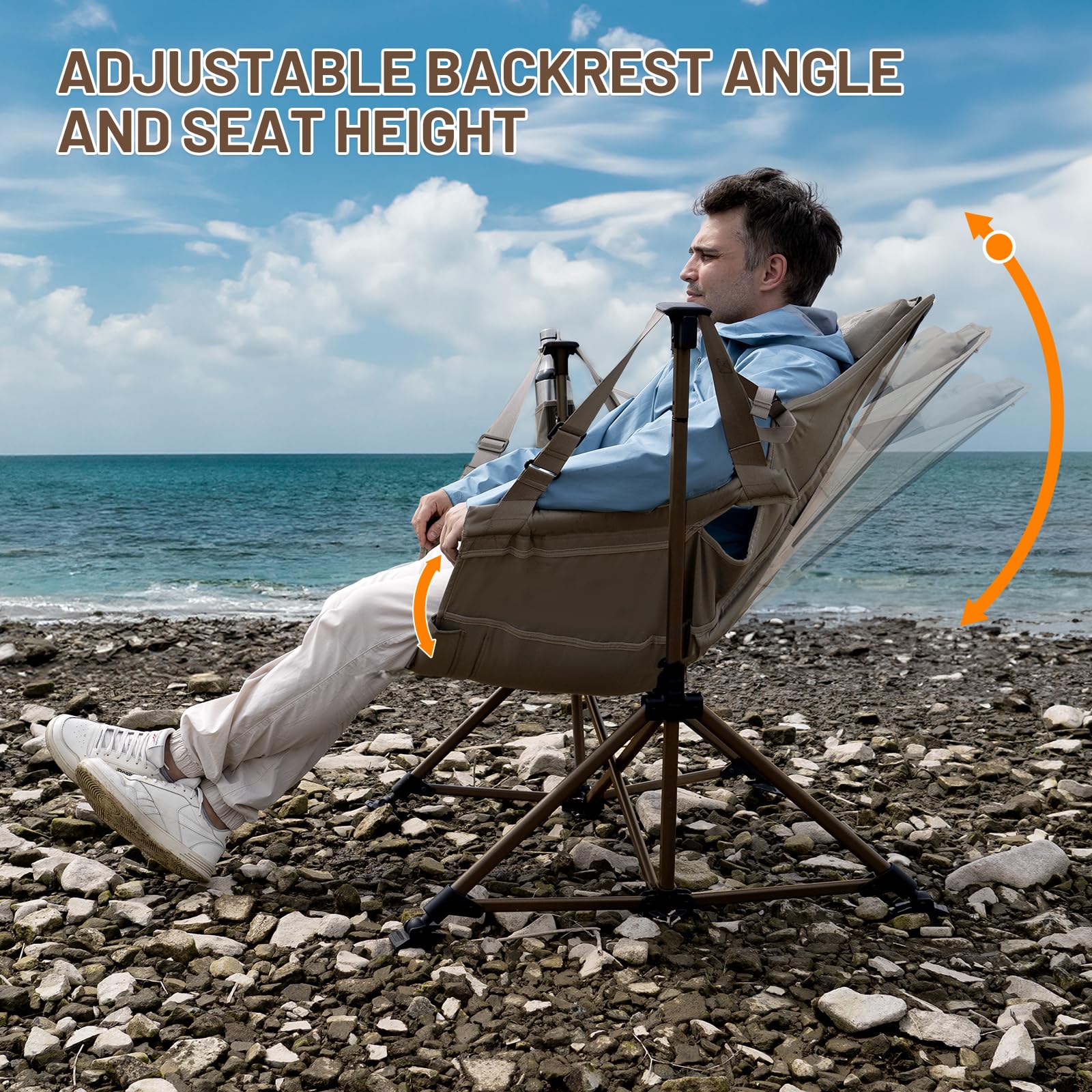 TIMBER RIDGE hammock chair open dimensions show roomy seating and back support.