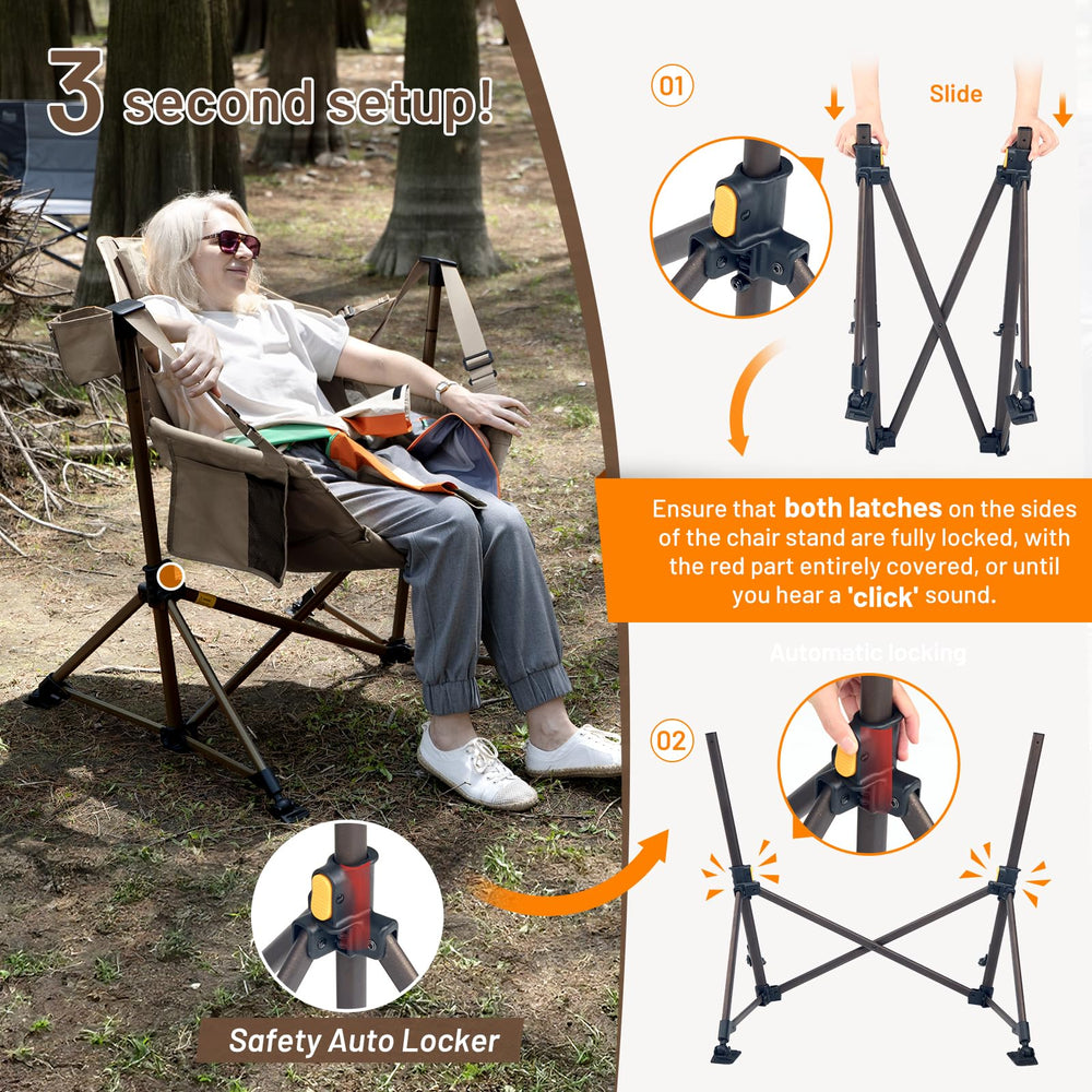 TIMBER RIDGE hammock chair suitable for camping, porch lounging, or backyard relaxation.
