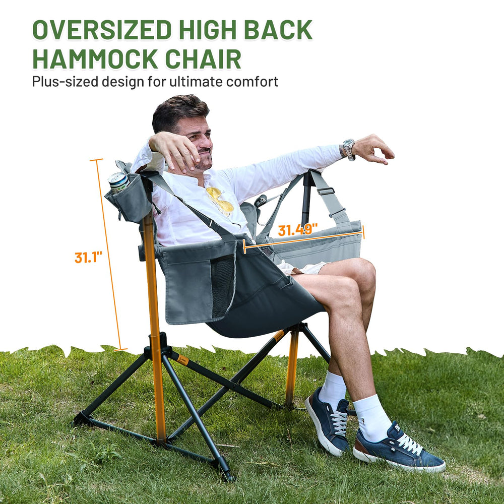 TIMBER RIDGE hammock chair padded seat and headrest enhance all-day comfort.
