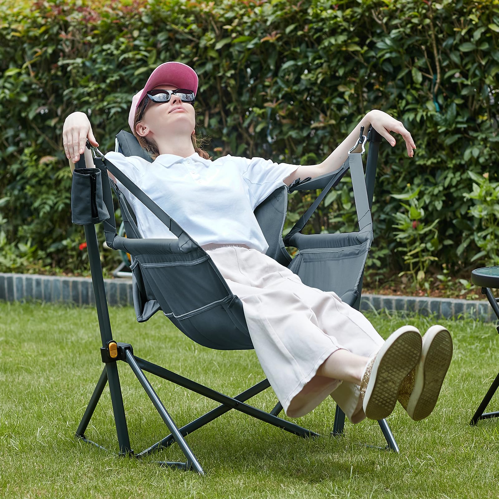 TIMBER RIDGE hammock chair padded-seat-and-pillow enhances comfort during long breaks.