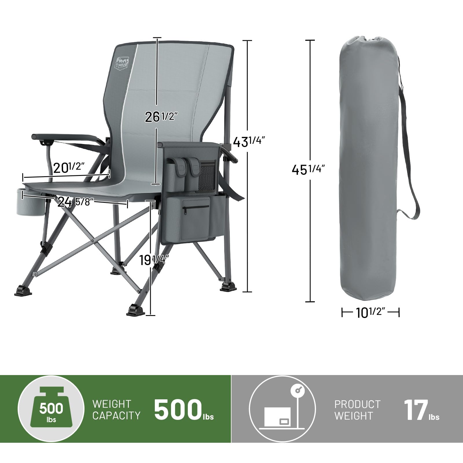 Timber Ridge heavy-duty chair frame supports up to 500 pounds outdoors.