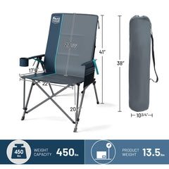 Timber Ridge heavy-duty steel frame highlights 450-lb capacity for durability.