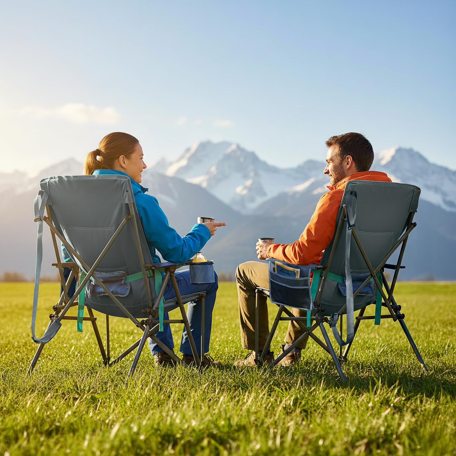 Timber Ridge high-back blue chair emphasizes durable seating for long events.