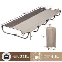 TIMBER RIDGE lightweight camping cot folded compact shows easy storage for travel