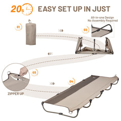 TIMBER RIDGE lightweight camping cot in use shows comfortable outdoor sleeping