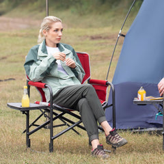 TIMBER RIDGE oversized director's chair folded red, easy transport for outdoor trips.