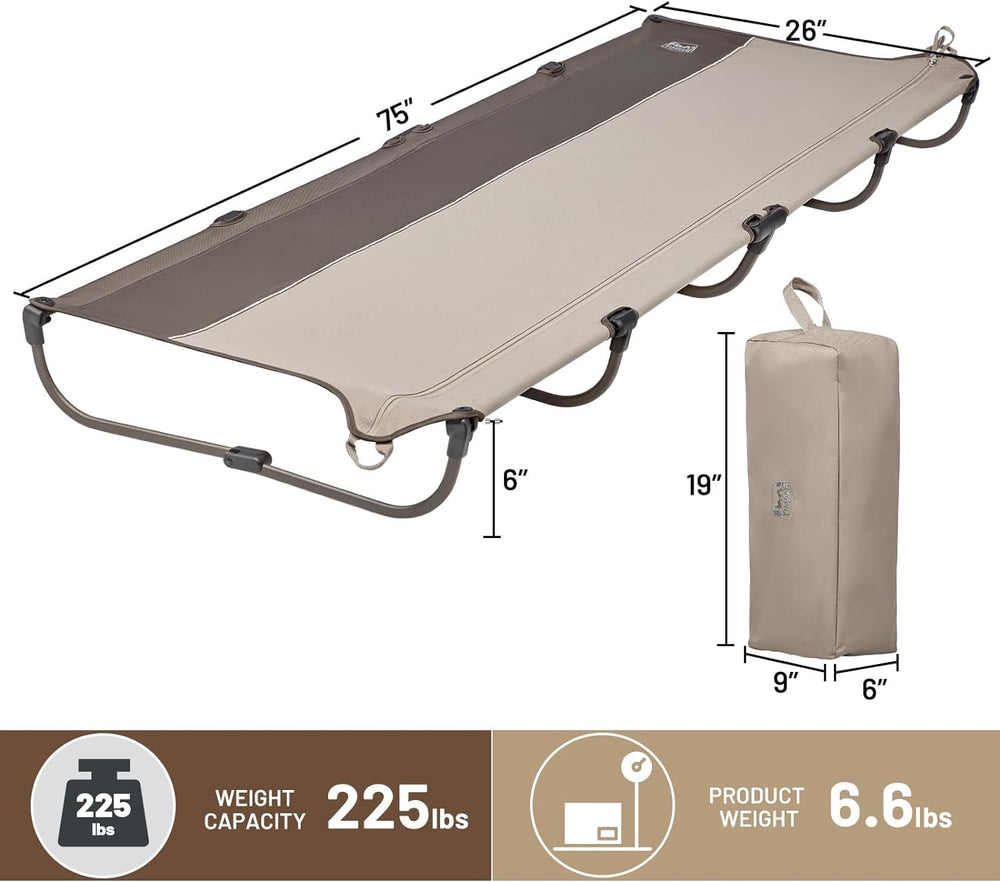Timber Ridge open 75x26-inch sleeping area provides roomy comfort.