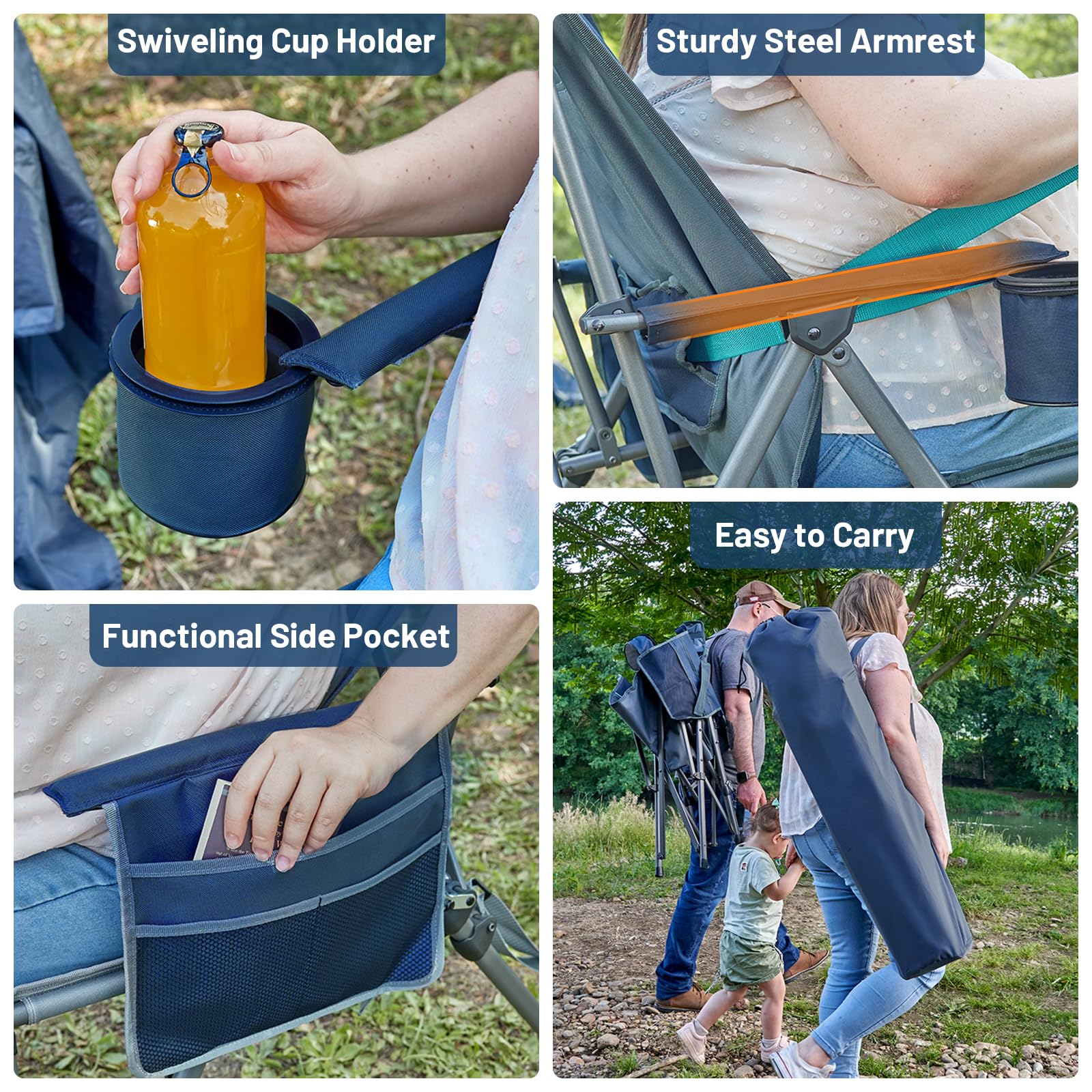 Timber Ridge outdoor-entertainment blue chair is ideal for camping or backyard gatherings.