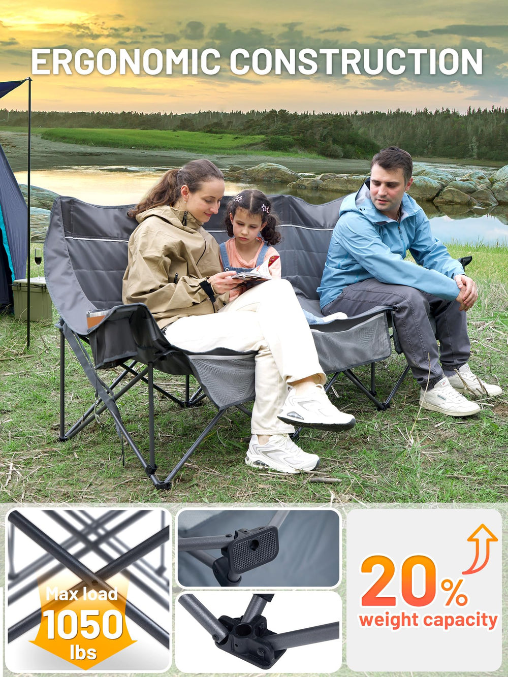 TIMBER RIDGE oversized chair, back-rest detail offering ergonomic support for long sessions.