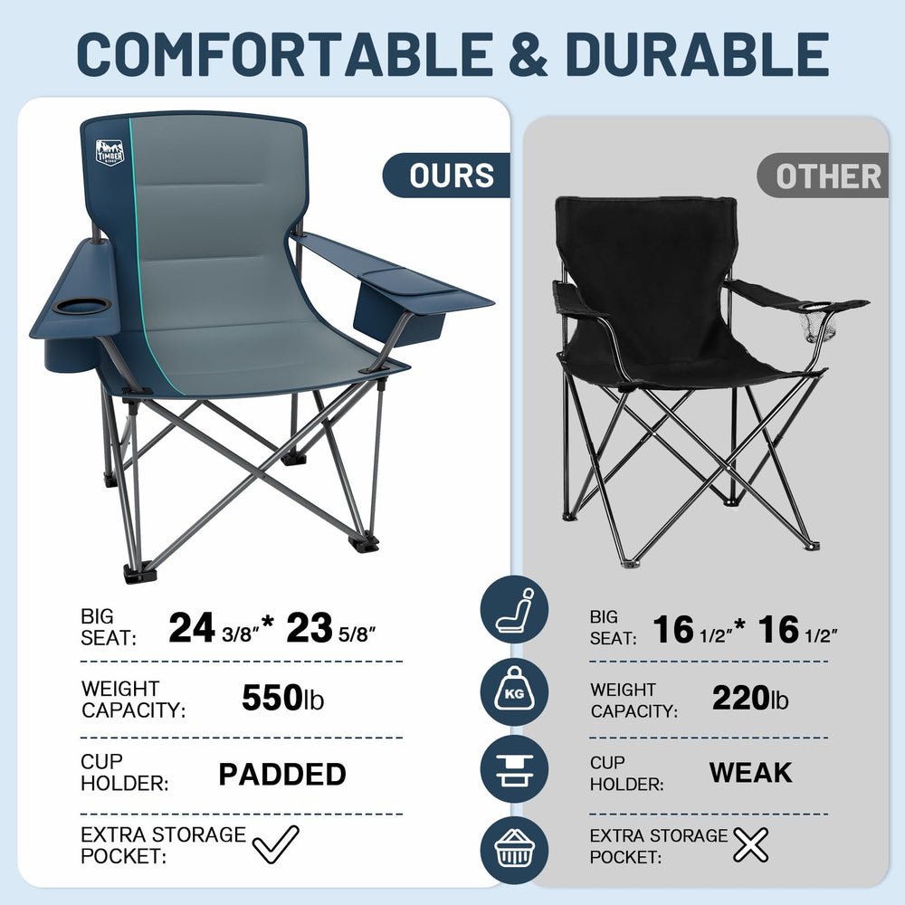 TIMBER RIDGE folding chair folds compact for travel and storage