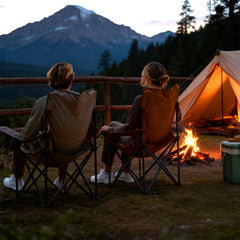 TIMBER RIDGE chair shows padded armrests for ergonomic support during camping.