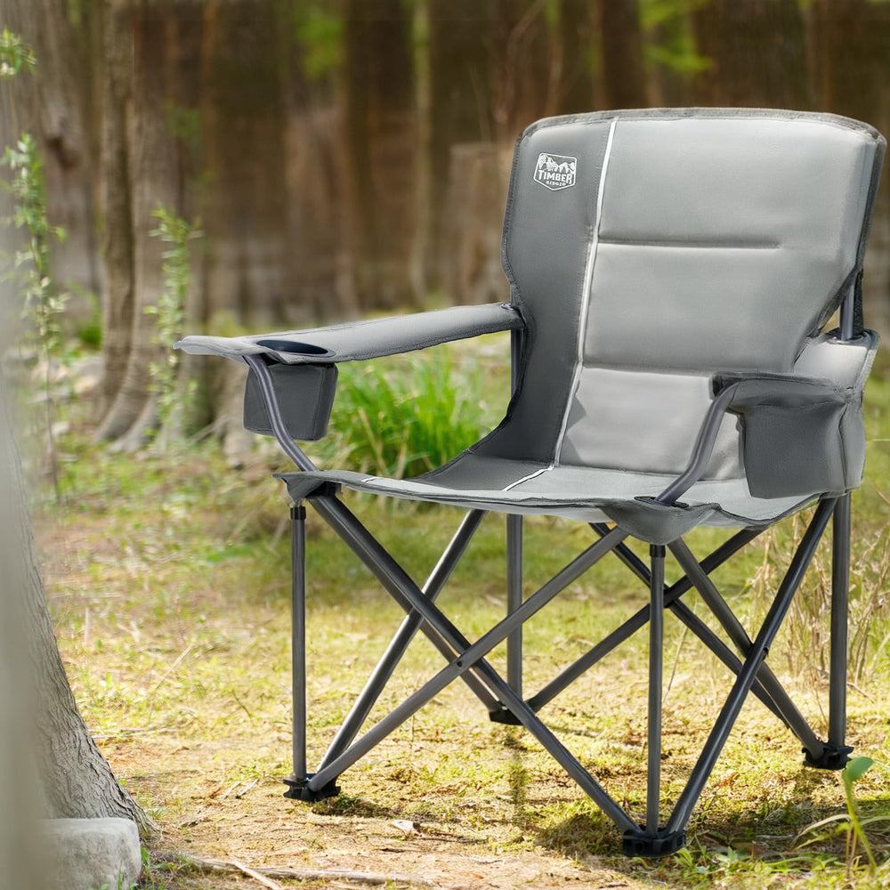 Timber Ridge chair with adjustable padded armrests for relaxed seating.