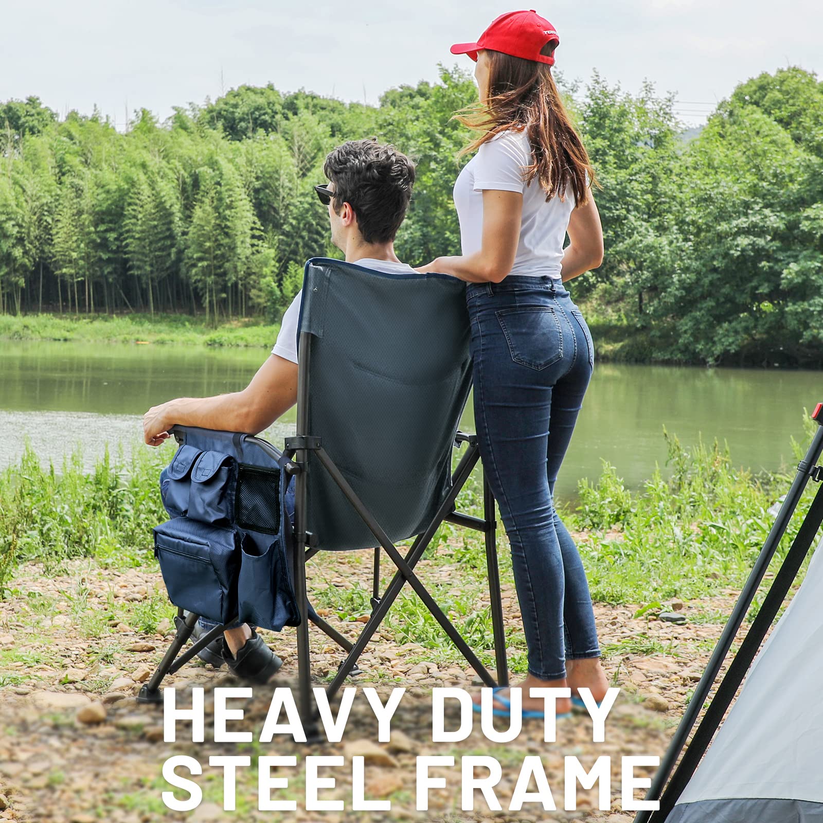 TIMBER RIDGE oversized chair cup holder offers easy drink access during outdoor lounging