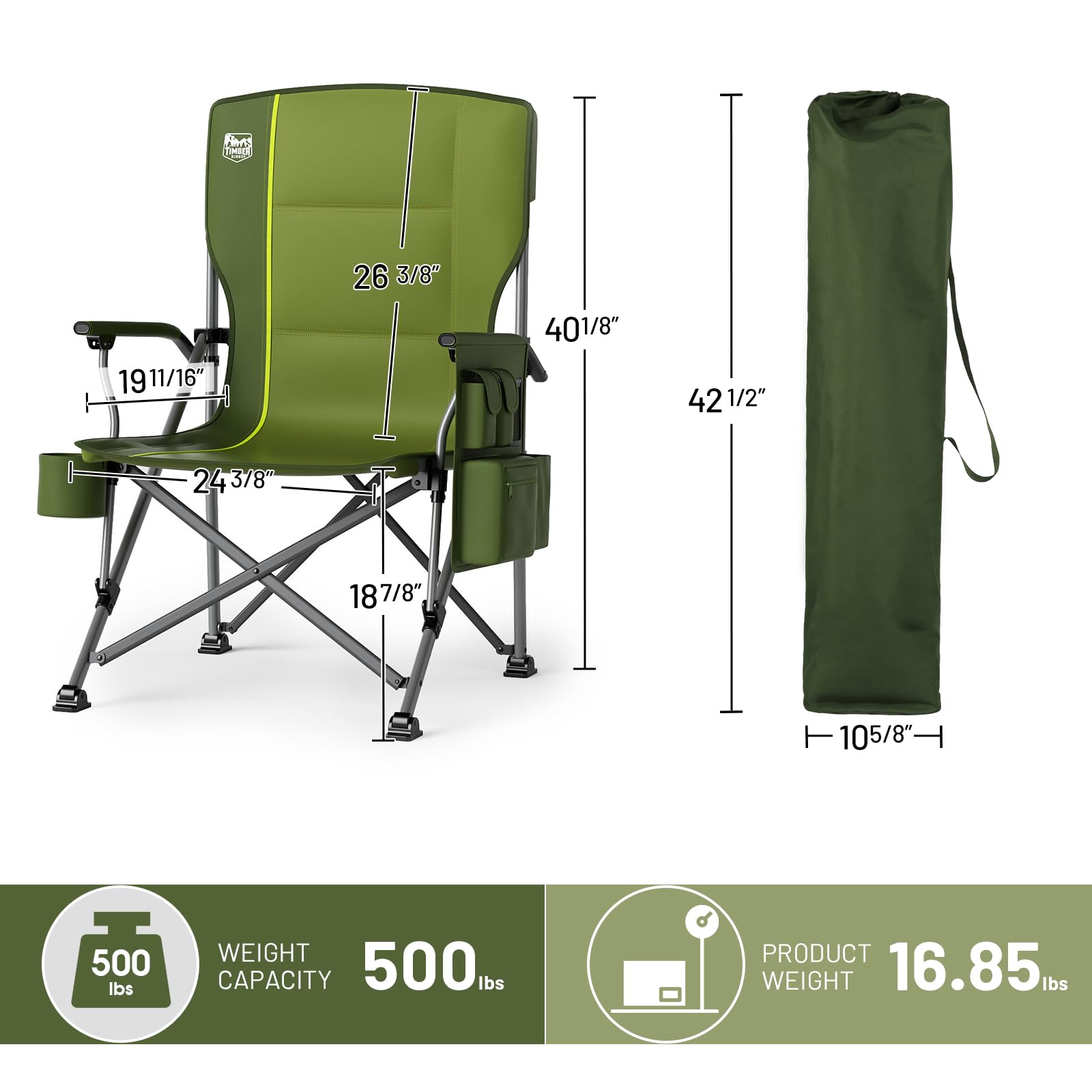 Timber Ridge chair cup holder keeps drinks within easy reach