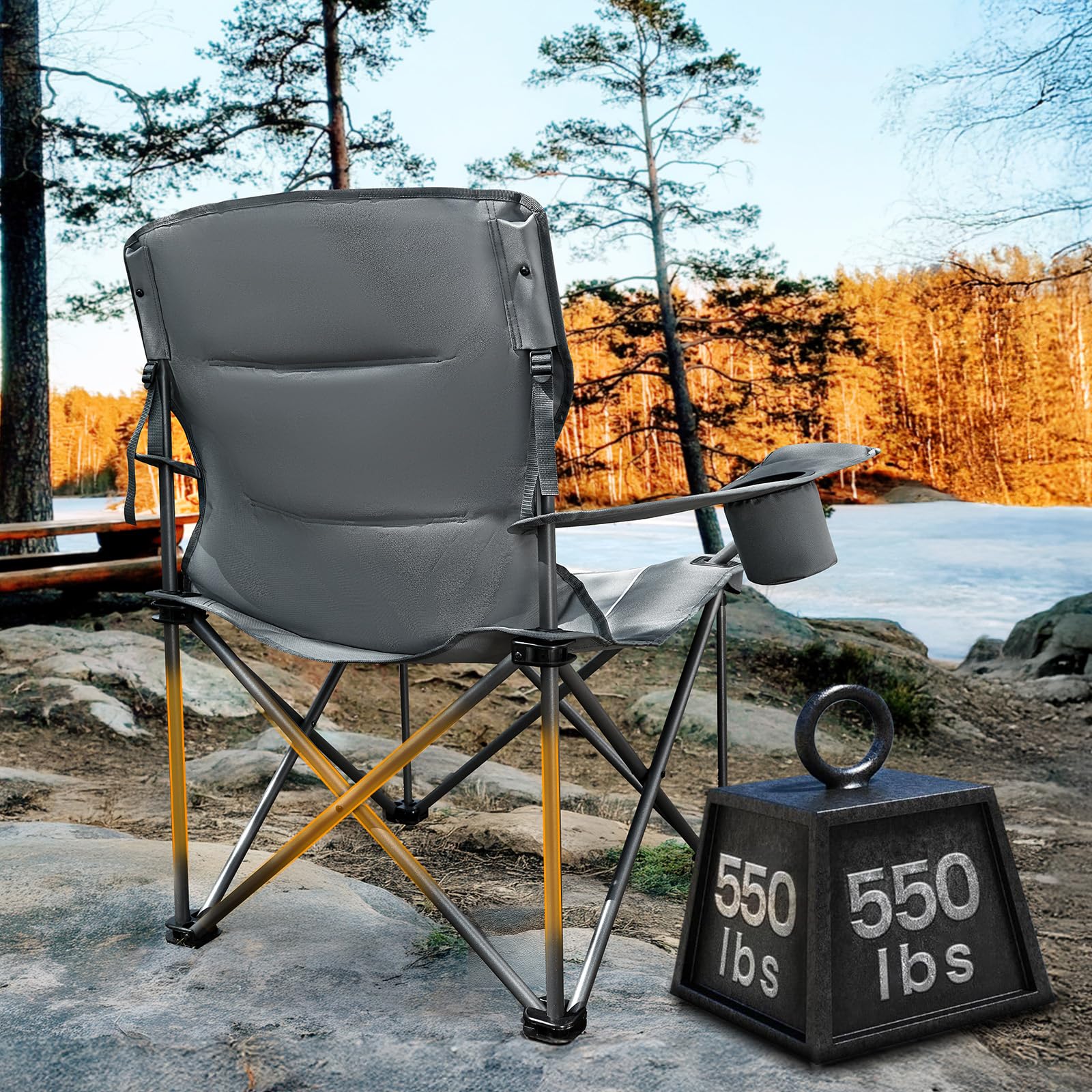 Timber Ridge oversized chair folded compactly for storage and quick setup