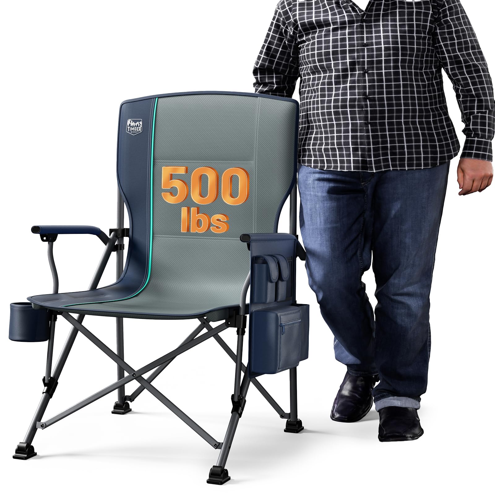 TIMBER RIDGE oversized folding chair full view highlights spacious seating for comfort