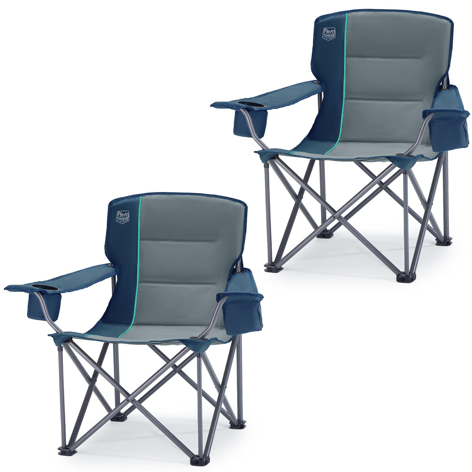 TIMBER RIDGE oversized folding chair front view in navy shows sturdy build for all-day comfort.