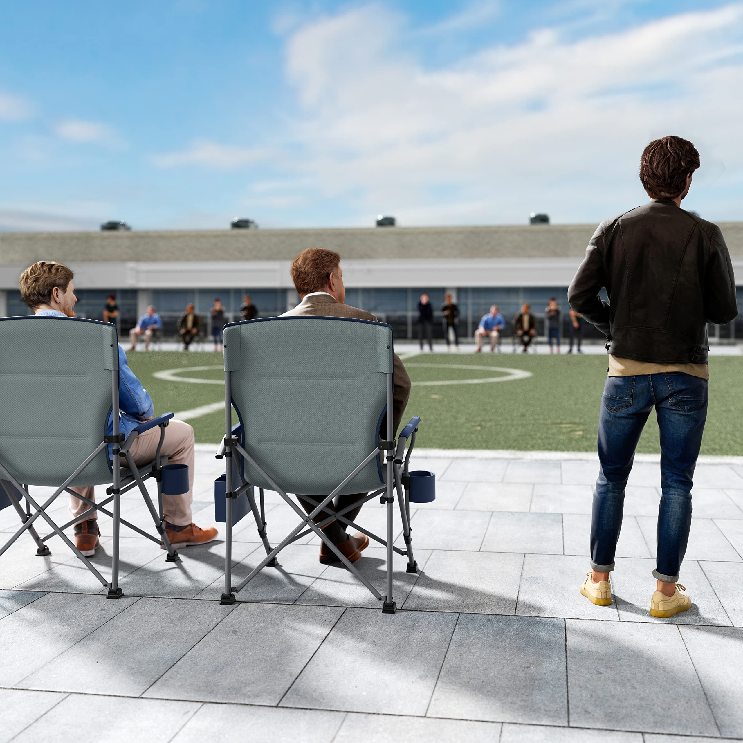 TIMBER RIDGE use camping scene demonstrates reliable seating around campfire