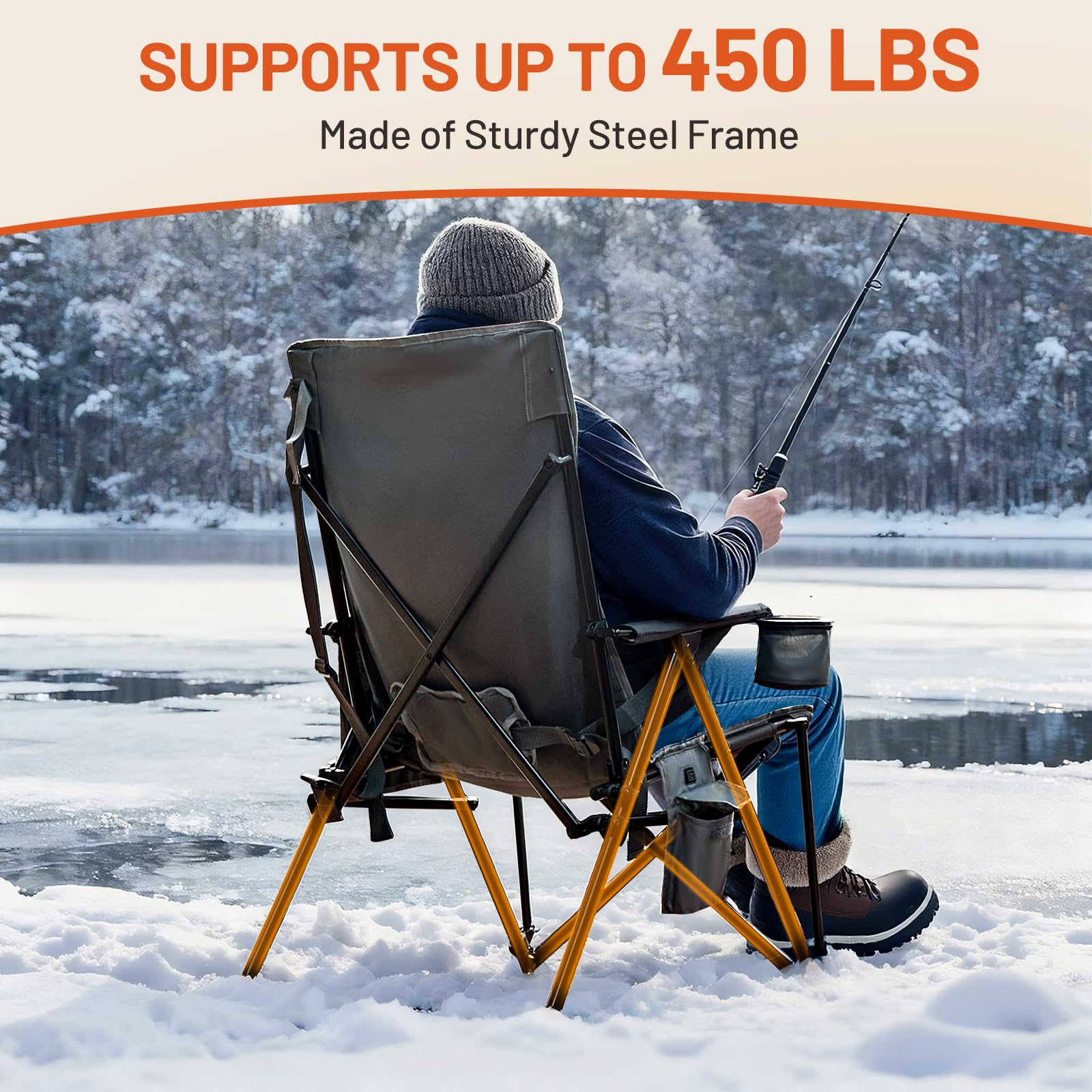 TIMBER RIDGE heavy-duty steel-frame chair supports up to 450 pounds
