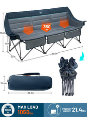 Timber Ridge padded 3-person camping chair with storage pockets helps organize gear