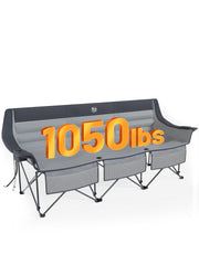 TIMBER RIDGE padded 3-person chair, front view, spacious seating for three on camping trips.