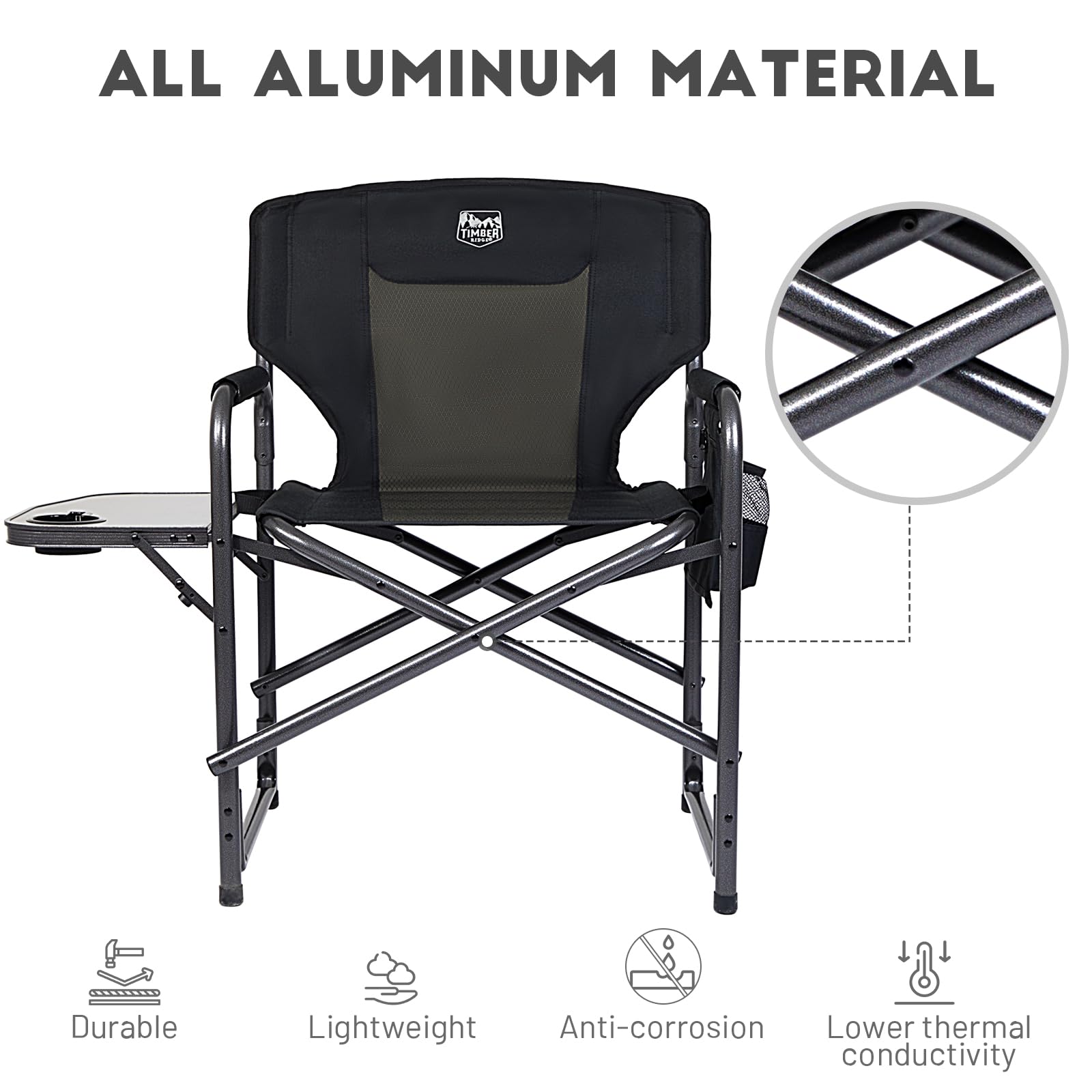 TIMBER RIDGE padded fabric and hard armrests enhance relaxation.