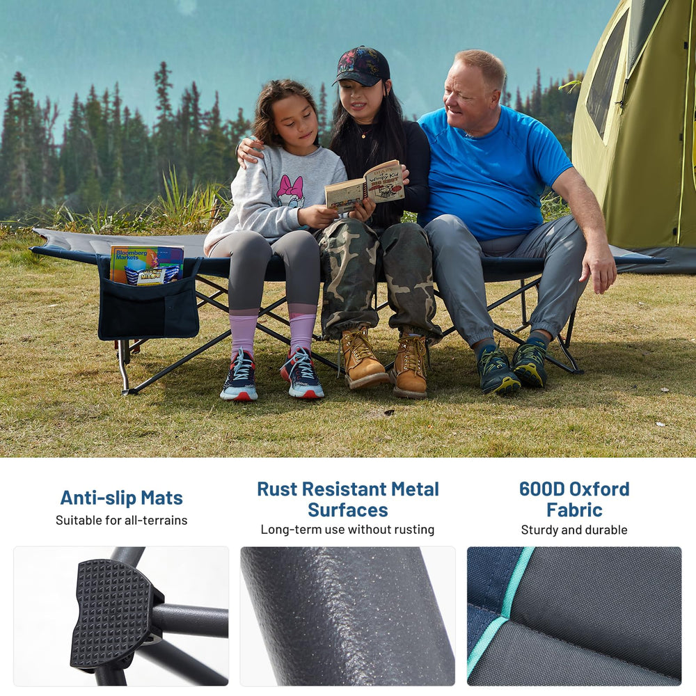 Timber Ridge padded headrest cot adds neck and head comfort outdoors.