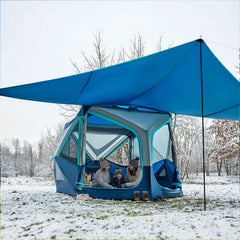 Timber Ridge pop-up cabin tent setup enables rapid shelter for family trips.