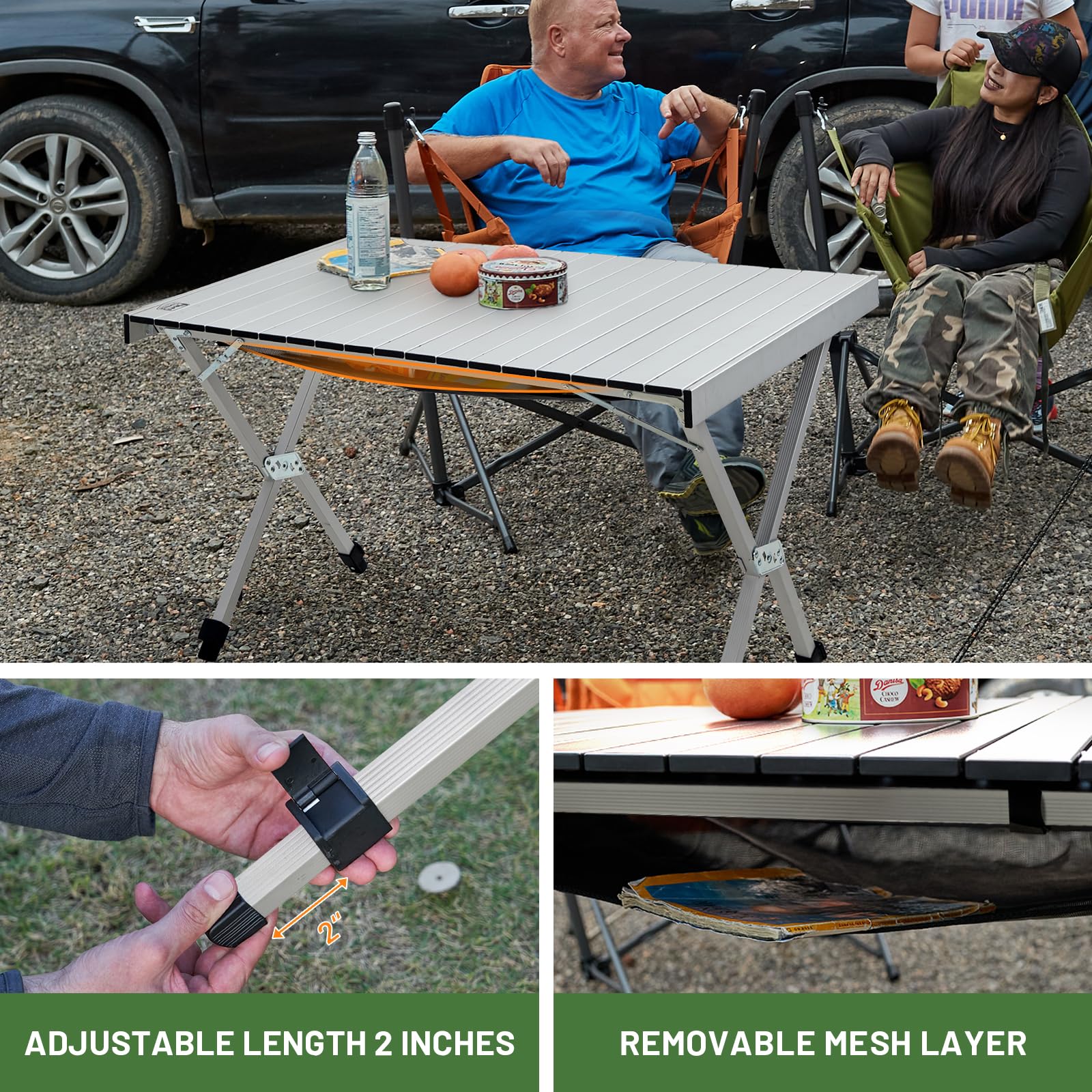 Timber Ridge table shown with carry bag ready for travel to campsites.