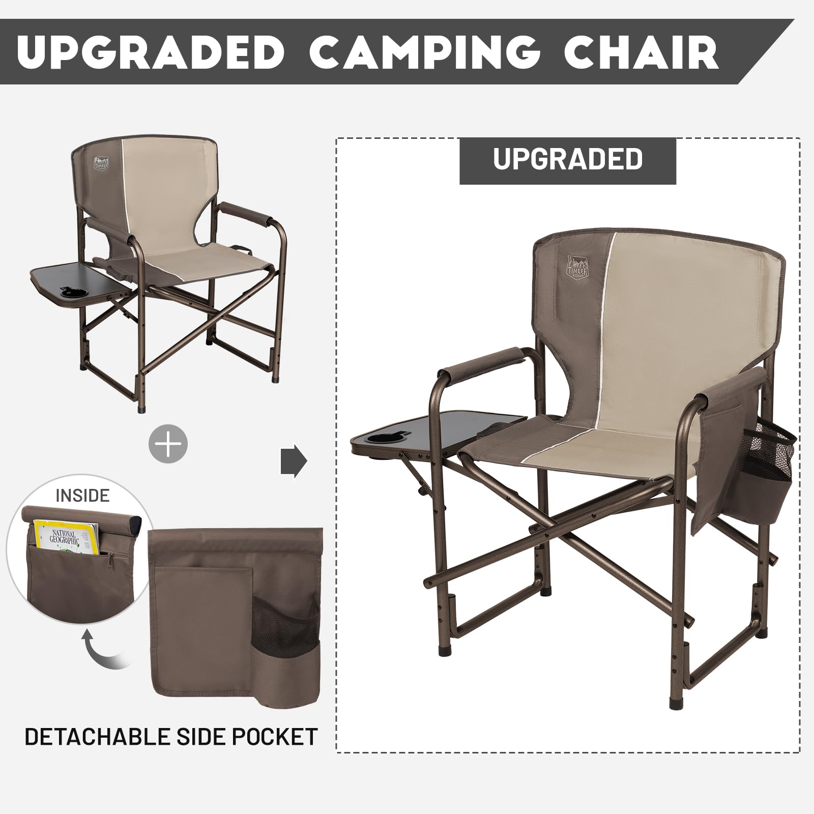 TIMBER RIDGE tan two-pack chairs suit family camping and picnics.