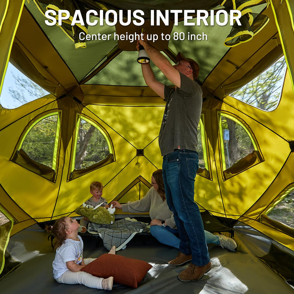 Timber Ridge tent features six mesh windows for breathable, cool interior.