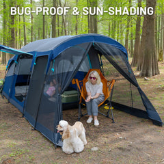 TIMBER RIDGE upgraded fiberglass poles enhance tent stability.