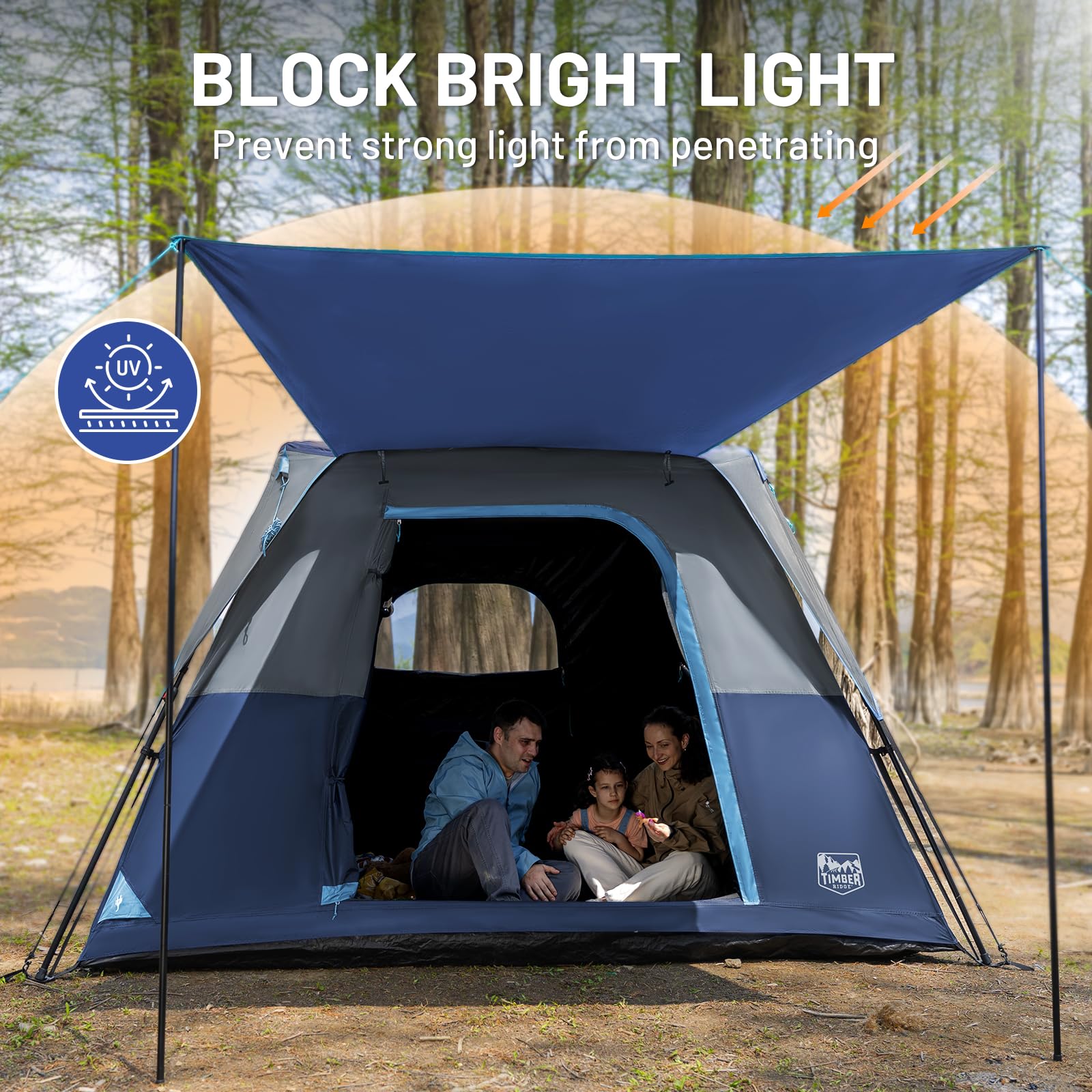 TIMBER RIDGE water-resistant fabric emphasizes 2000mm protection from rain